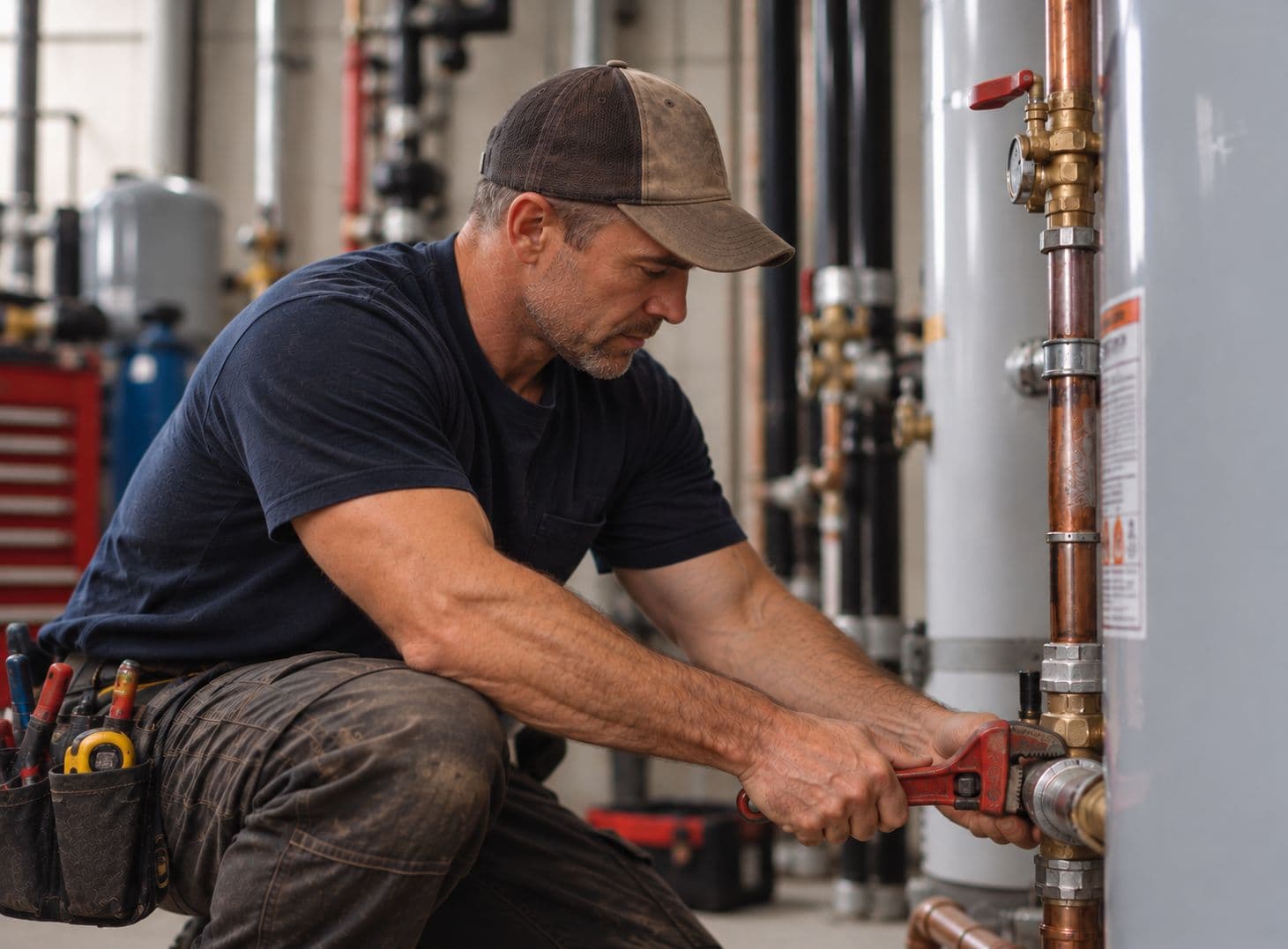 Plumber at work
